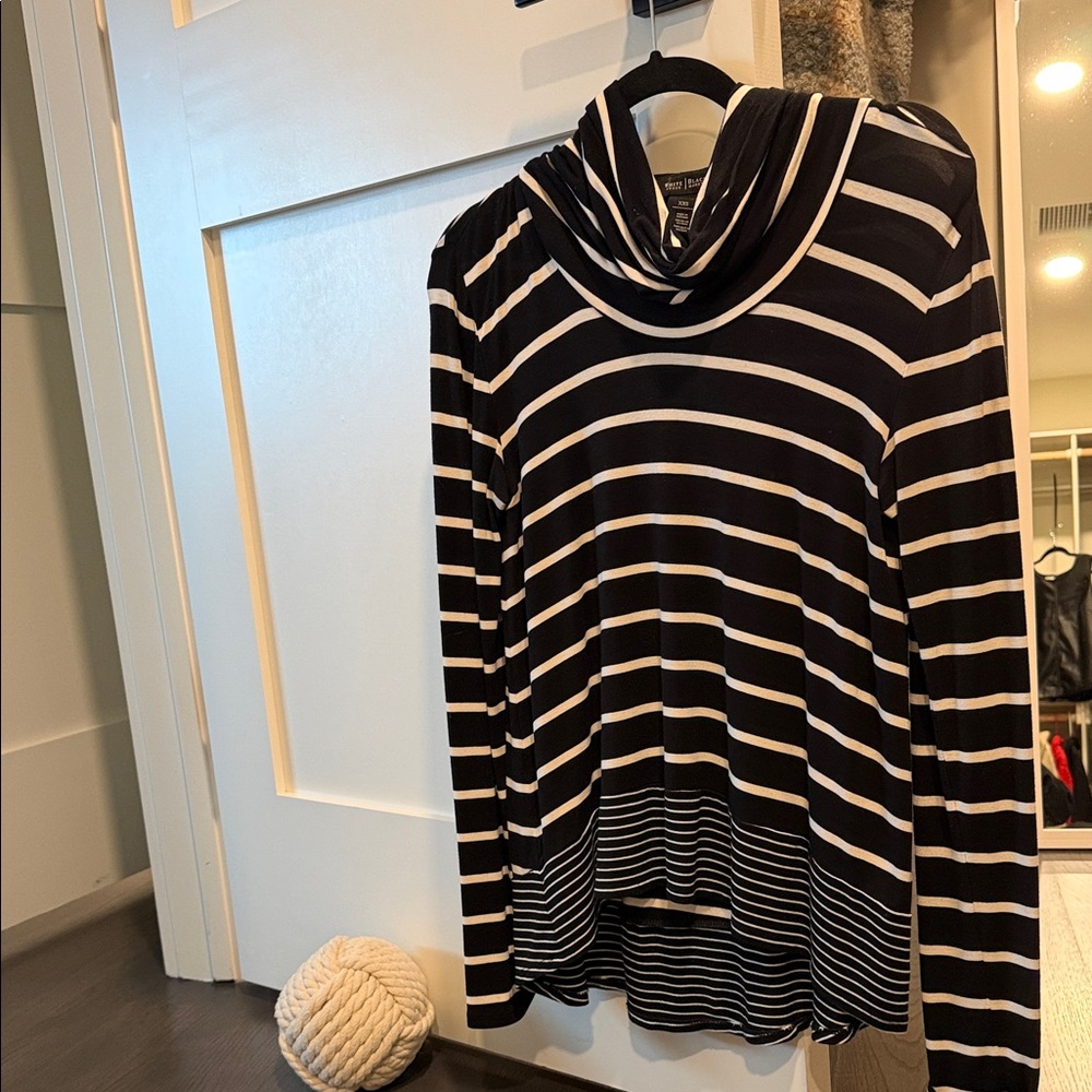 White House Black Market Striped loose turtleneck